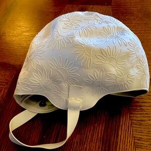 Vintage Bathing Cap/ Shower Cap/ Swim Cap white with raised setting sun pattern